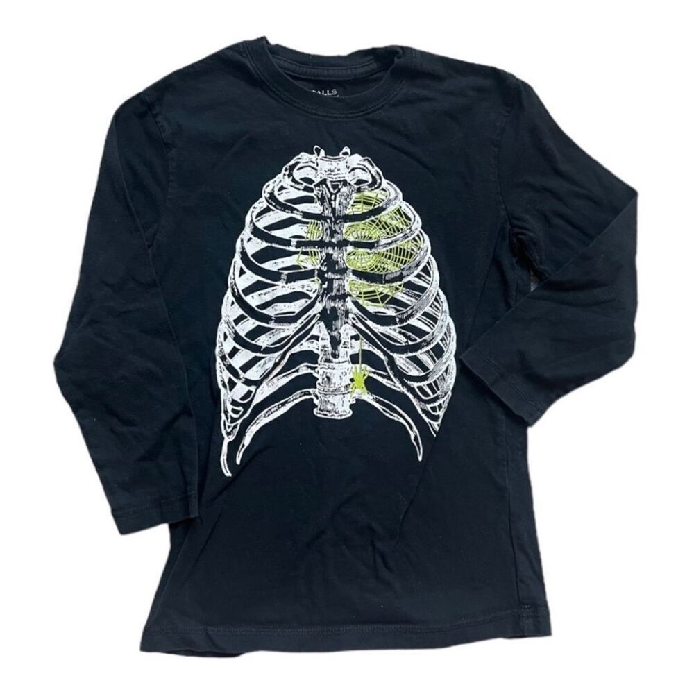 Youth Boys Falls Creek Kids Spooky Skeleton Rib Cage Halloween Shirt - Sz S 6-7